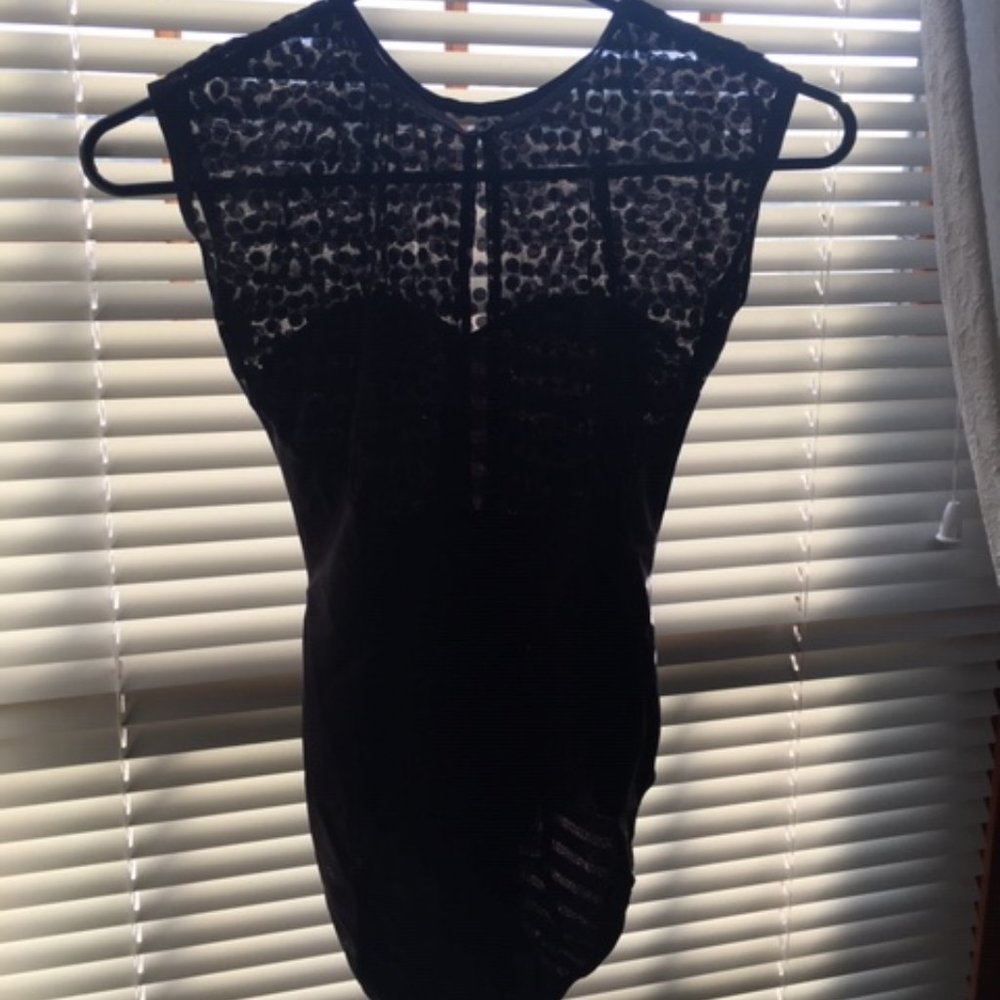 American Apparel Black Sheer Dot Top Bodysuit
